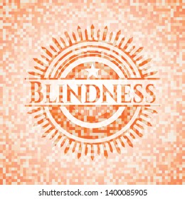 Blindness orange tile background illustration. Square geometric mosaic seamless pattern with emblem inside.