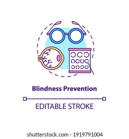 Blindness prevention concept icon. Top international health programs. Helping people with eyes problems. Medical idea thin line illustration. Vector isolated outline RGB color drawing. Editable stroke