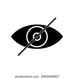 Blindness set icon. Eye crossed out, visual impairment, sight loss, disability, vision, accessibility, support, healthcare, awareness, medical condition, independence, aid.