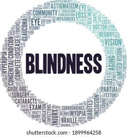 Blindness vector illustration word cloud isolated on a white background.