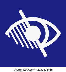 Blindness vector sign in blue square. No or low vision sign. Disabled blind people icon.