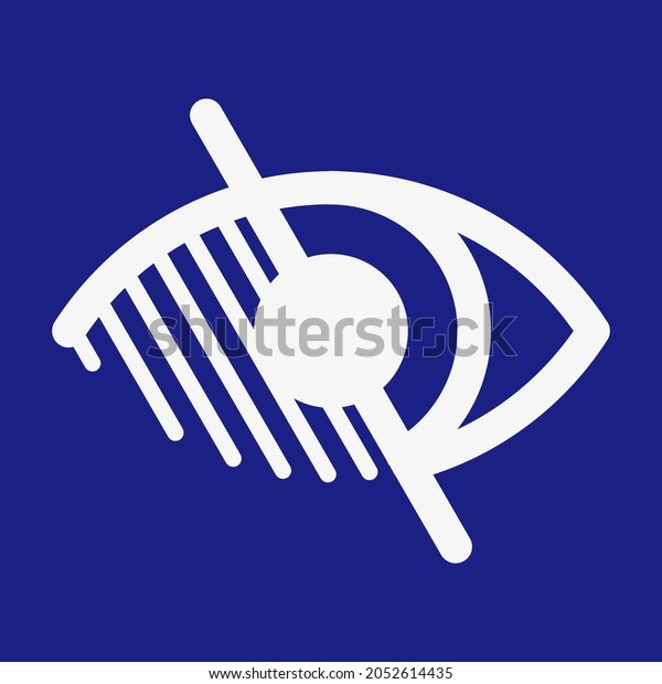 Blindness vector sign in blue square. No or\
low vision sign. Disabled blind people\
icon.