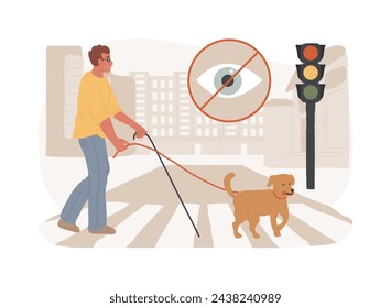 Blindness and vision loss isolated concept vector illustration. Vision problem, temporary sight loss, blindness diagnostic, eyes condition, visit ophthalmologist, symptom vector concept.