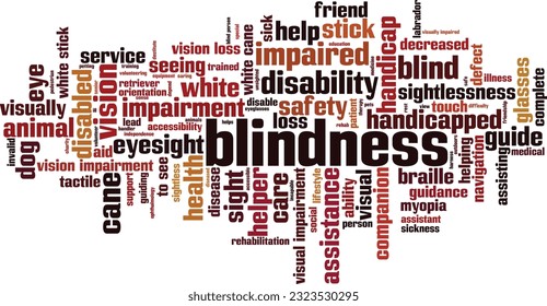 Blindness word cloud concept. Collage made of words about blindness. Vector illustration