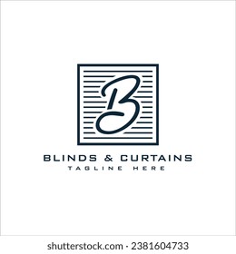 Blinds and curtains logo design concept minimalist design