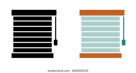 Blinds flat and liner vector icons set