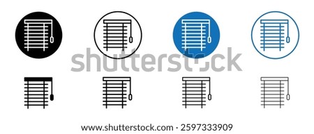 Blinds icon set in black and blue colors on white background