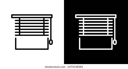 Blinds-Symbolsatz. Hausfenster Rollos Vektorgrafik Symbol.