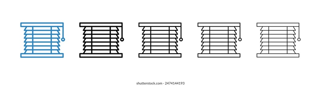 Conjunto de iconos de ciegas. Vector de persianas enrollables para ventanas de la casa.