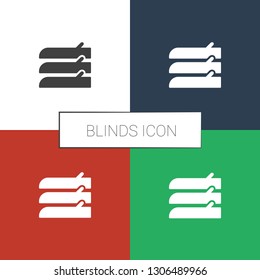 blinds icon white background. Editable filled blinds icon from office. Trendy blinds icon for web and mobile.
