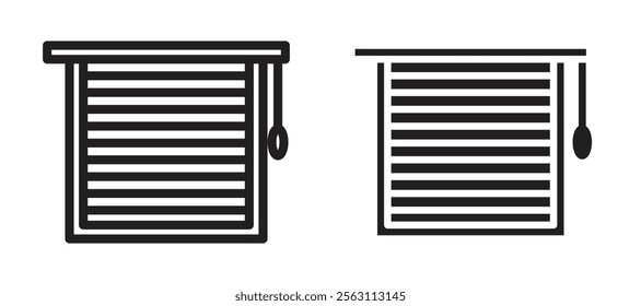 Blinds icons in black line and filled versions