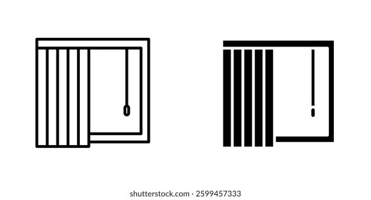 Blinds open flat simple vector icons illustration set.