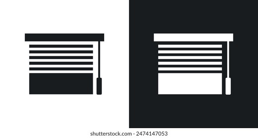 Ciega el conjunto de iconos abiertos. Cortina de ventana Vector de rollo de persiana con pictograma de rodillo jalousie.