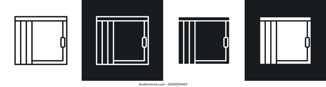 Blinds open icon symbol collection on white background.