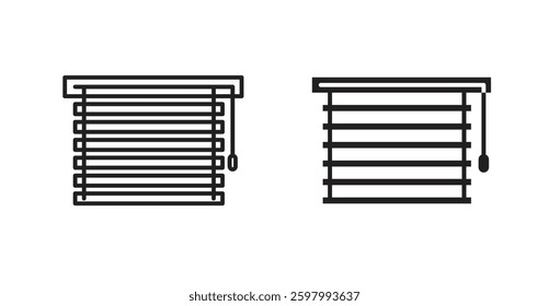Blinds open line icon vector set.