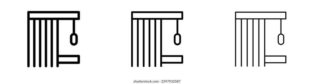 Blinds open thin line vector icon set.