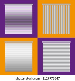 Blinds and roller shutters for windows. EPS10 vector design