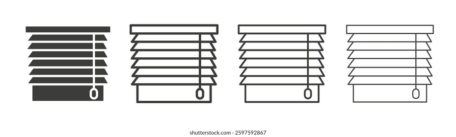 Blinds vector icon set in black and white color.