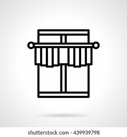 Blinds window decor. Short curtain on a cornice. Outdoor design for cafe or interior decoration. Simple black line style icons.