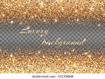 Bling Background. New Year Celebration. Gold Lights. Christmas Ornaments. Vector Decoration.
