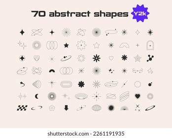 Bling, star, sparkle, glitter. Y2k aesthetic minimal elements. Geometric lines, frames, stars. Vector 