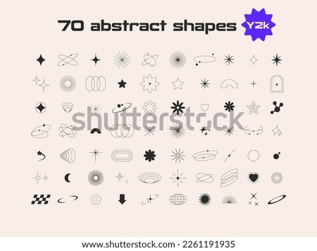 Bling, star, sparkle, glitter. Y2k aesthetic minimal elements. Geometric lines, frames, stars. Vector 