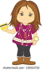 Bling Teenager Girl Vector