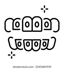 Bling teeth icon in line style 