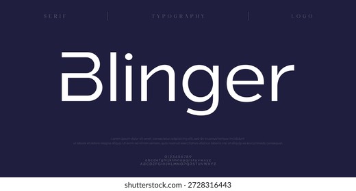 Blinger, fontes digitais criativas do alfabeto de logotipo moderno mínimo. Tipografia minimalista urbana sana serif digital fashion futuro criativo logos fontes. ilustração vetorial