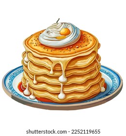 Blini russian pancakes isolated vector illustration