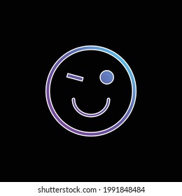 Blink Emoticon Face blue gradient vector icon