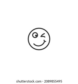 blink emoticon line icon, outline vector sign, pixel perfect icon