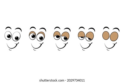 Blink eye animation step. Human cartoon face with blinking eyeball. Vector illustration on white background svg