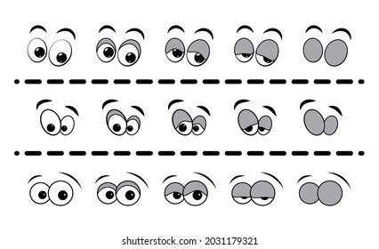 Blink eye animation step. Human cartoon face with blinking eyeball. Vector illustration on white background svg