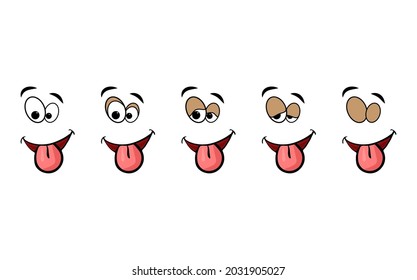 Blink eye animation step. Human cartoon face with blinking eyeball. Vector illustration on white background