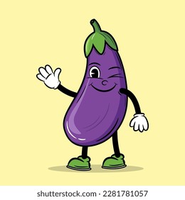 Blink eye eggplant cartoon character vector illustration