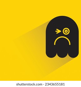 blink eye ghost with shadow on yellow background
