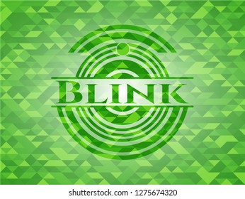 Blink green emblem. Mosaic background