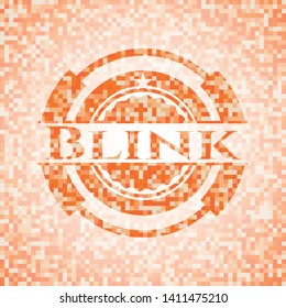 Blink orange mosaic emblem. Vector Illustration. Detailed.