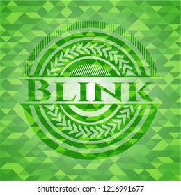 Blink realistic green emblem. Mosaic background