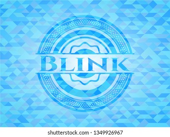 Blink sky blue emblem with mosaic ecological style background