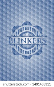 Blinkers blue badge with geometric pattern. Vector Illustration. Detailed.