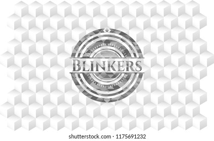 Blinkers grey emblem with geometric cube white background