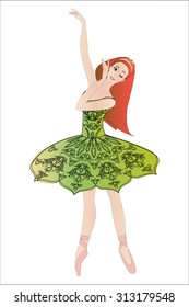 Blinking ballerina, isolated on white