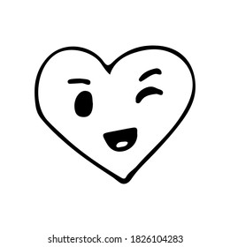 Blinkende emoticon Herz Form doodle Symbol. Handgezeichnet blinkende Herzform