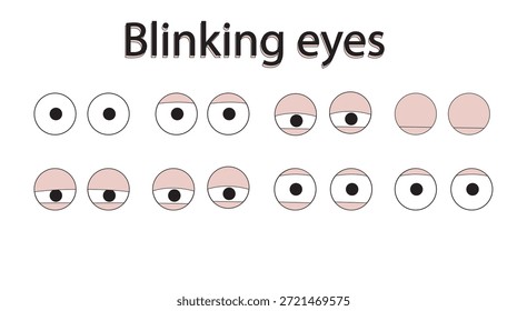 Blinkende Augen, Animationssatz, Zeichenaugenbewegungssequenzvektor