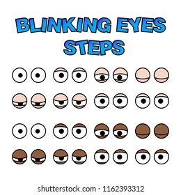 blinking eyes steps vector preset for character animation design isolated on white svg