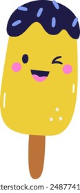 Blinking Ice Cream Character Vector Illustration