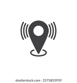 A blinking location pin vector icon. filled flat sign for mobile concept and web design. Location Found glyph icon. Symbol, logo illustration. Vector graphics