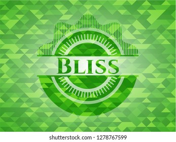 Bliss green emblem with triangle mosaic background